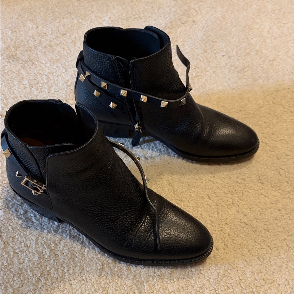 Valentino Black Studded Ankle Boots